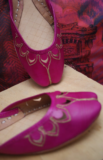 Pink Petal Leather Khussa