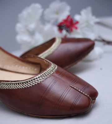 Brown Zari Leather