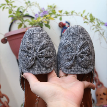 Bow jute loafers (Grey)