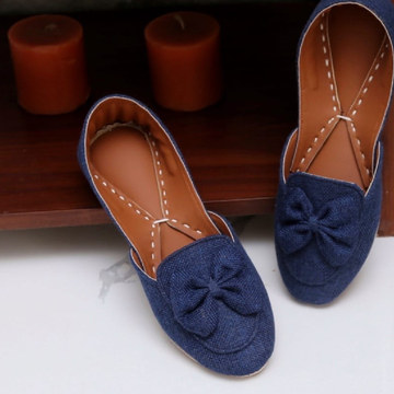 Bow jute loafers (Blue)